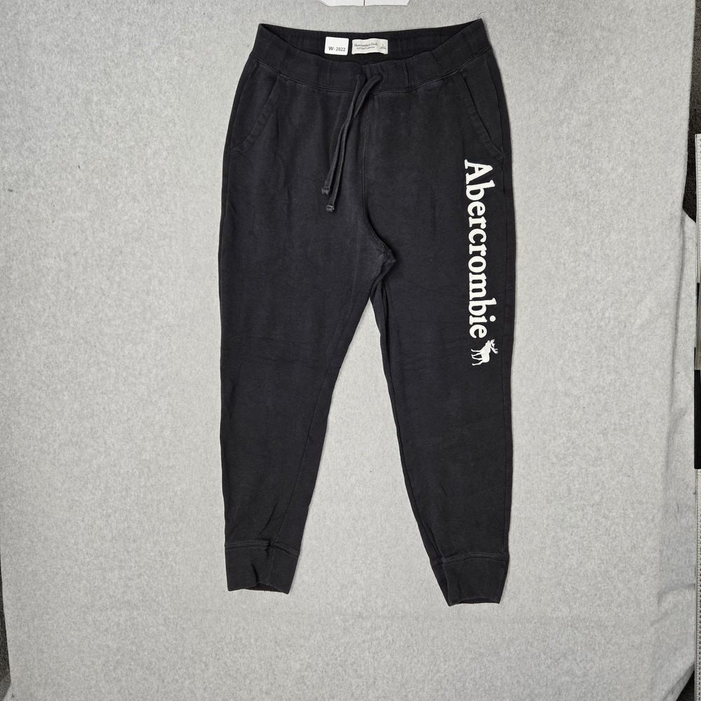 Abercrombie & Fitch Men Pants L Charcoal Gray Embroidered Moose Jogger Y2K